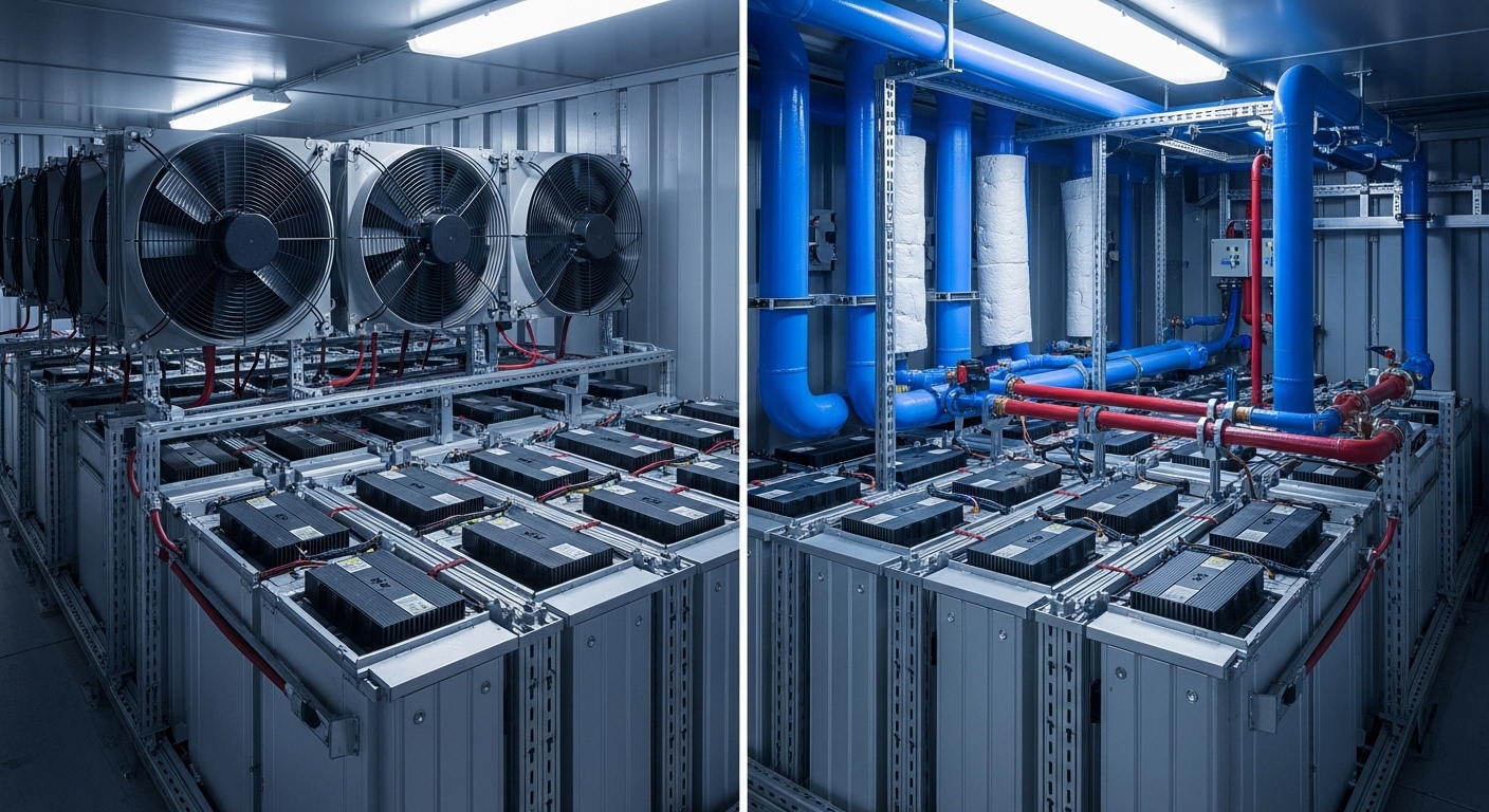 Система охолодження BESS: рідинне та повітряне охолодження батарей